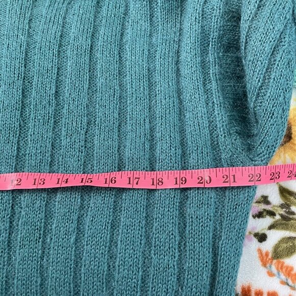 Vintage Barry Bricken Sweater Womens L Mohair Blue Knit Turtleneck Long Line - Picture 5 of 6